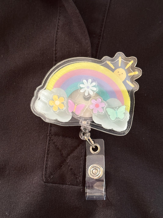 Sunshine and Rainbows Shaker Badge Reel