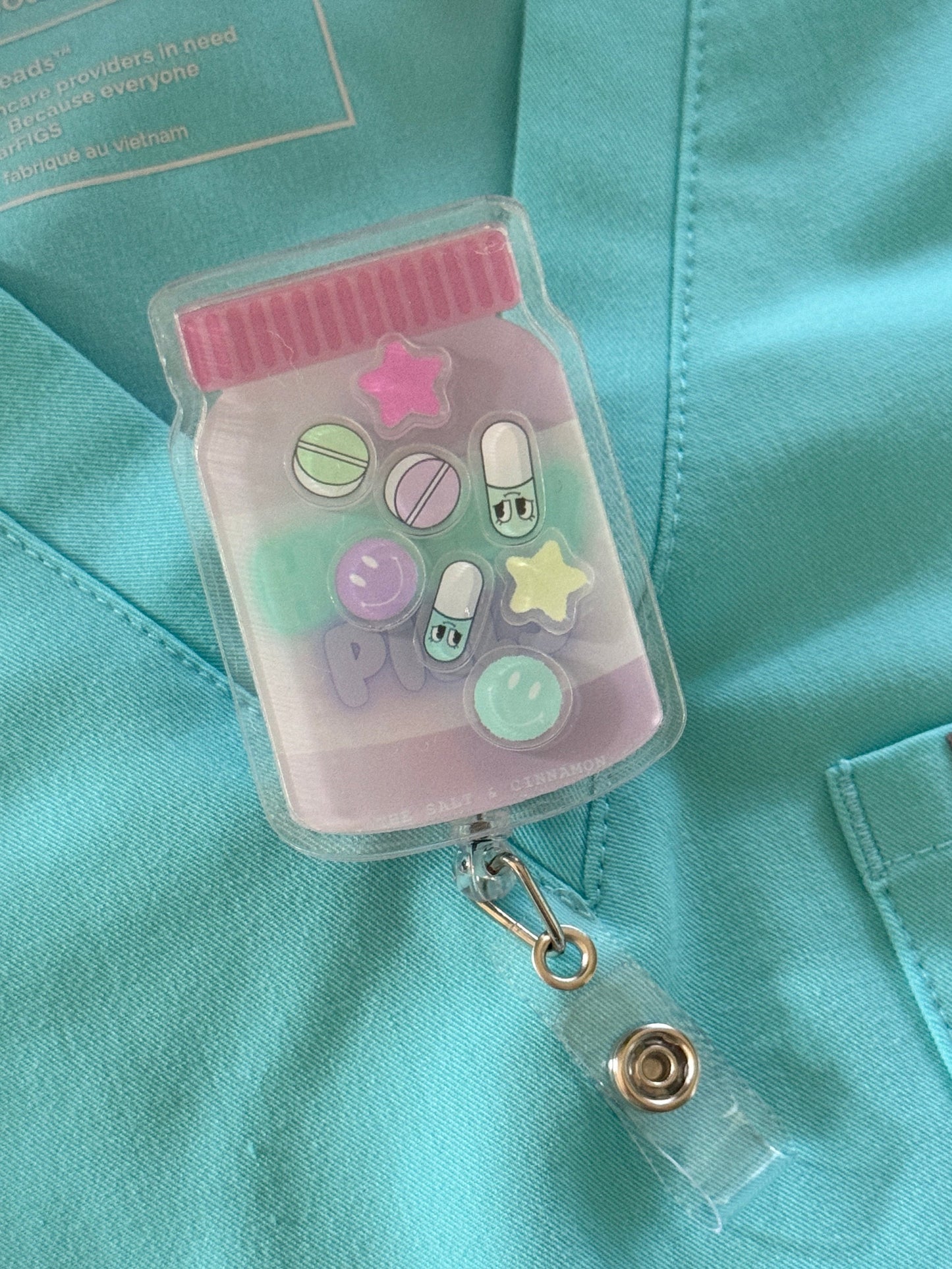 Happy Pills Shaker Badge Reel