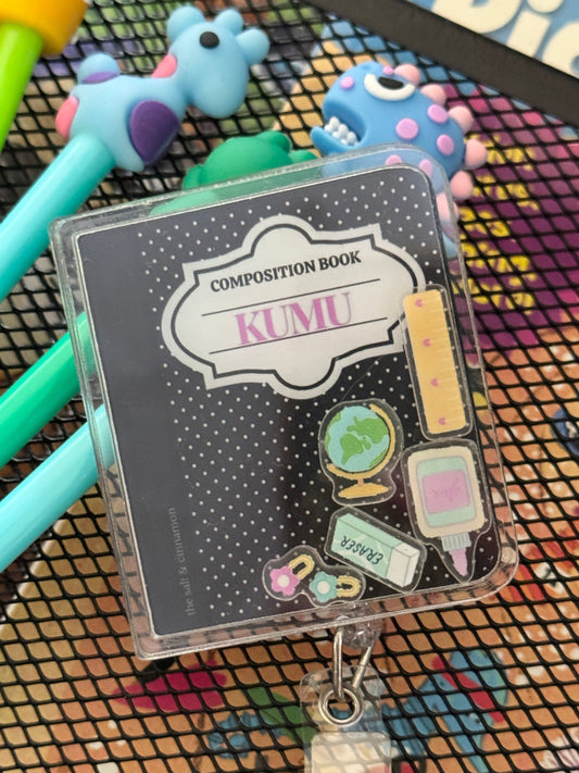 Kumu Notebook Shaker Badge Reel